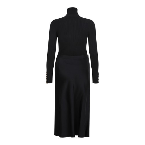 Black Logo Plaque Midi Dress