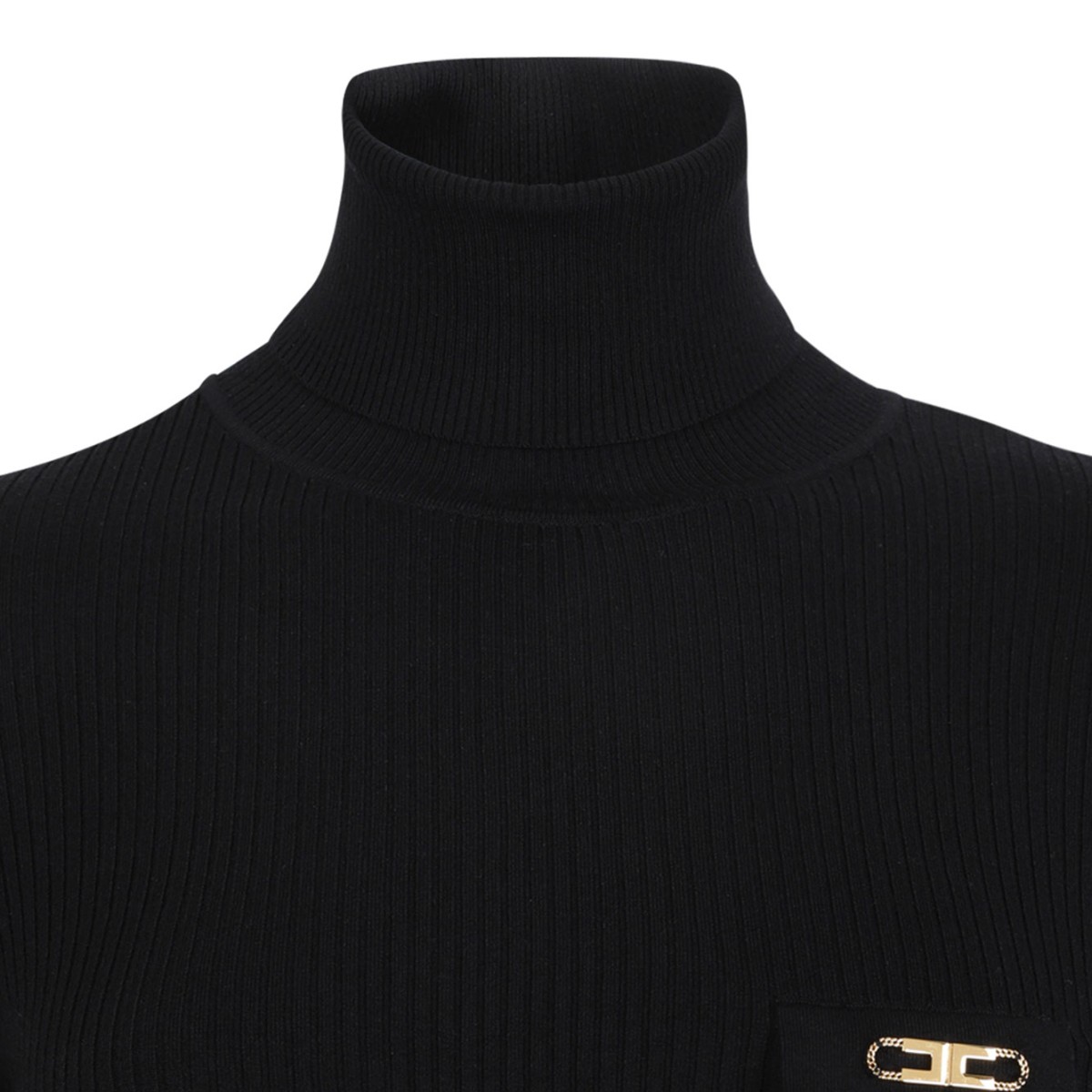 Black Logo Plaque Midi Dress