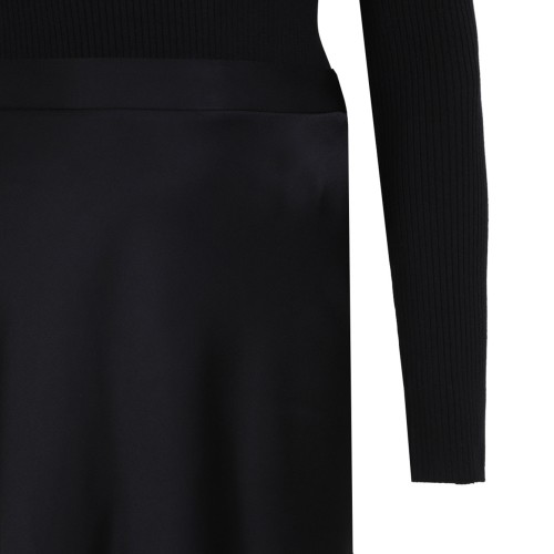 Black Logo Plaque Midi Dress