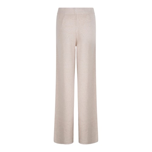 Beige Wide-Leg Knit Trousers 2