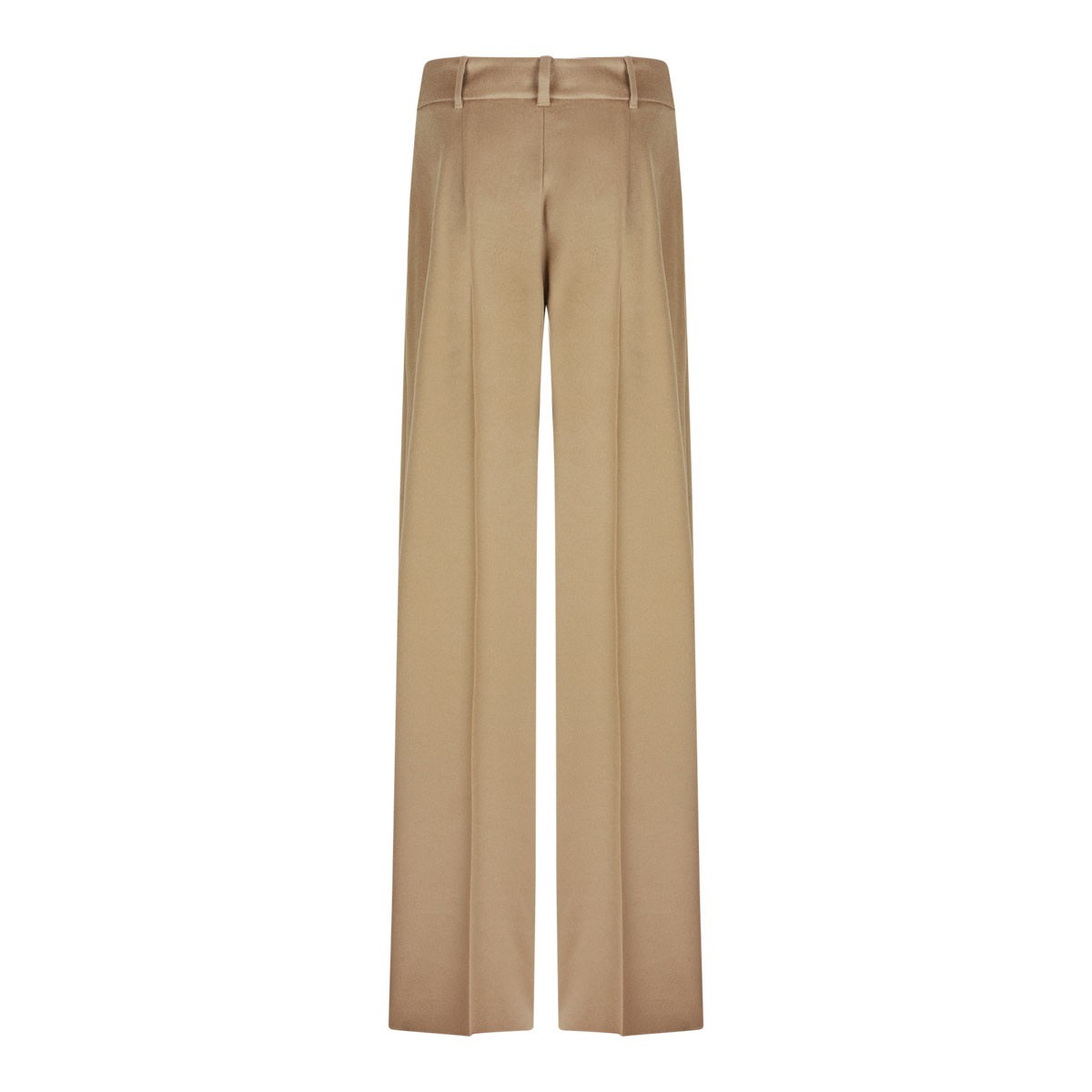 Camel Flowing Trousers In Pure Wool