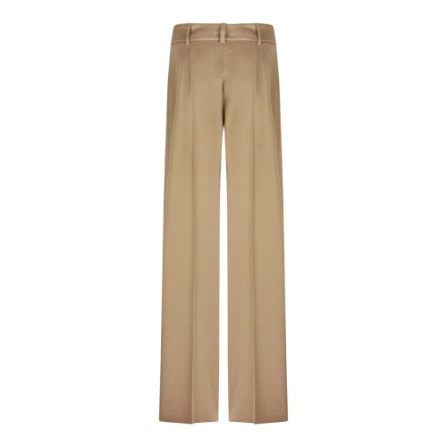 Camel Flowing Trousers In Pure Wool