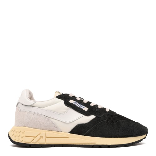 White and Black Medalist Low Sneaker In Suede And Nylon