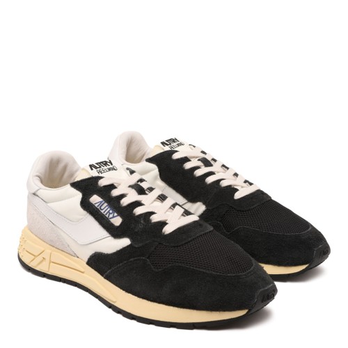 White and Black Medalist Low Sneaker In Suede And Nylon