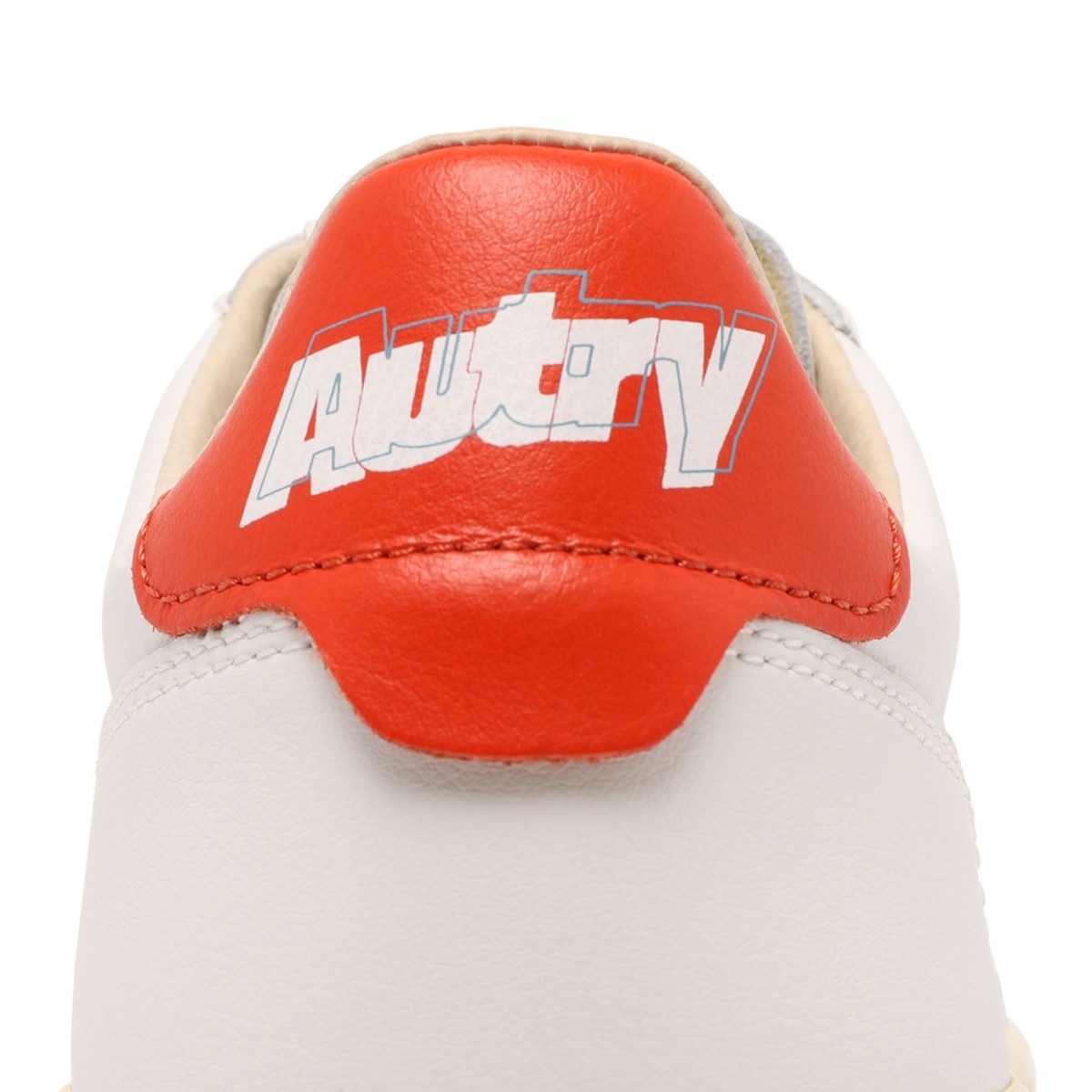 White and Red Leather Medalist Low Sneaker