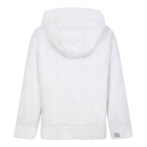 White Hooded Down Jacket In Technical Fabric 2