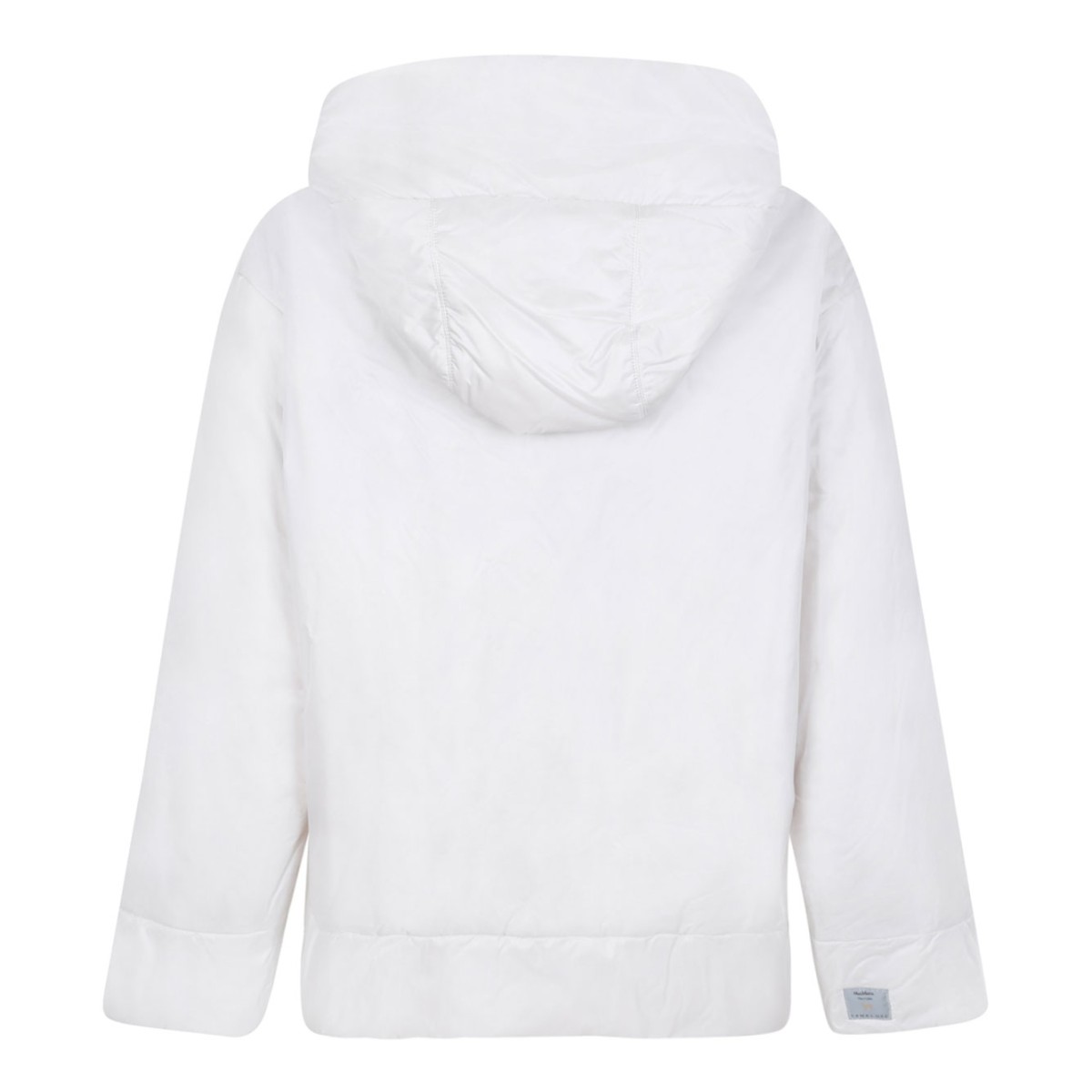 White Hooded Down Jacket In Technical Fabric