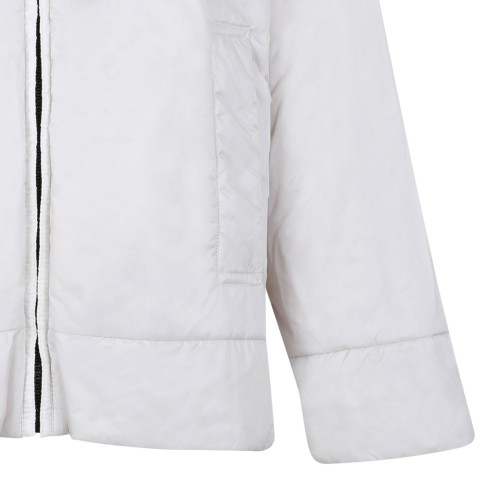 White Hooded Down Jacket In Technical Fabric