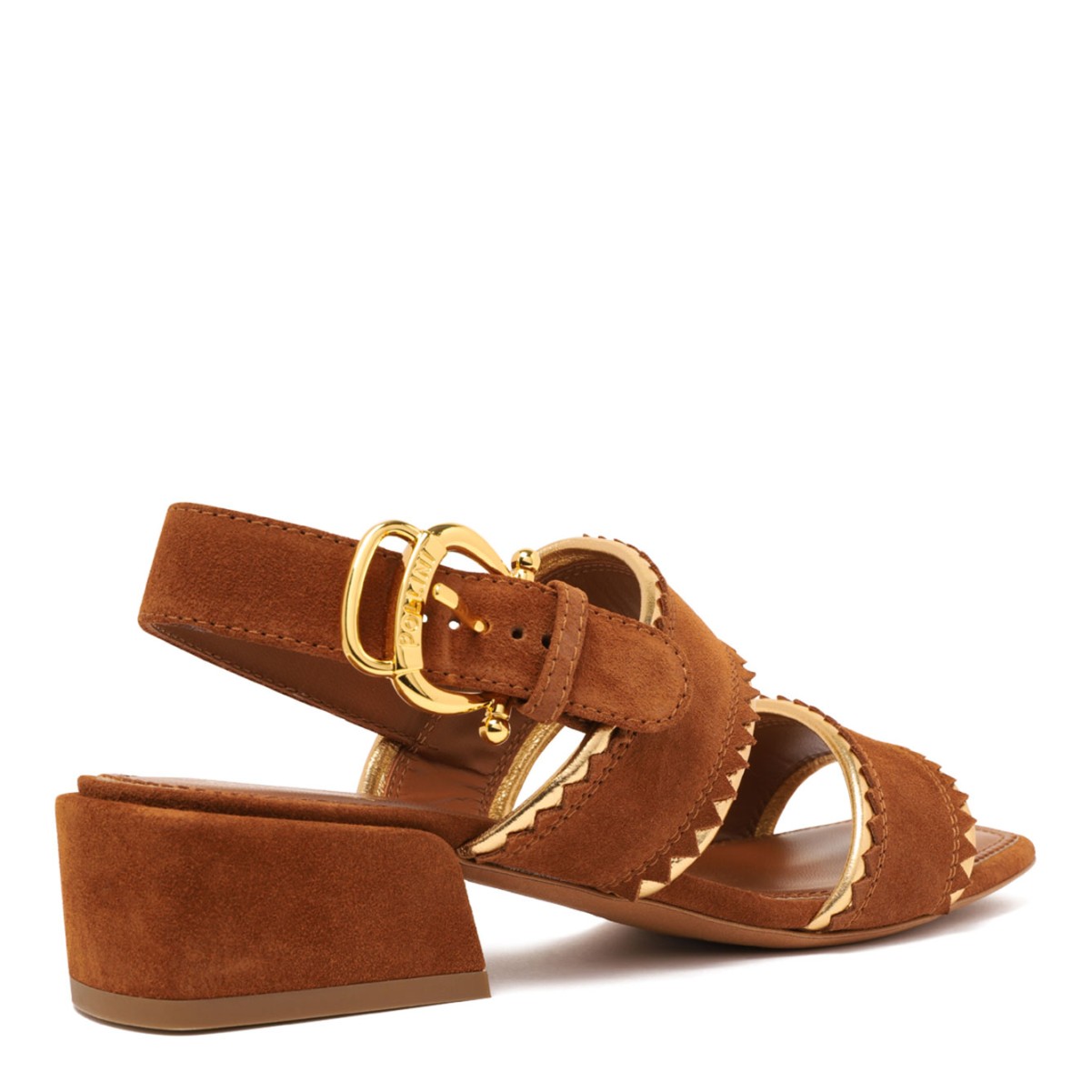 Brown Suede Sandals With Block Heel