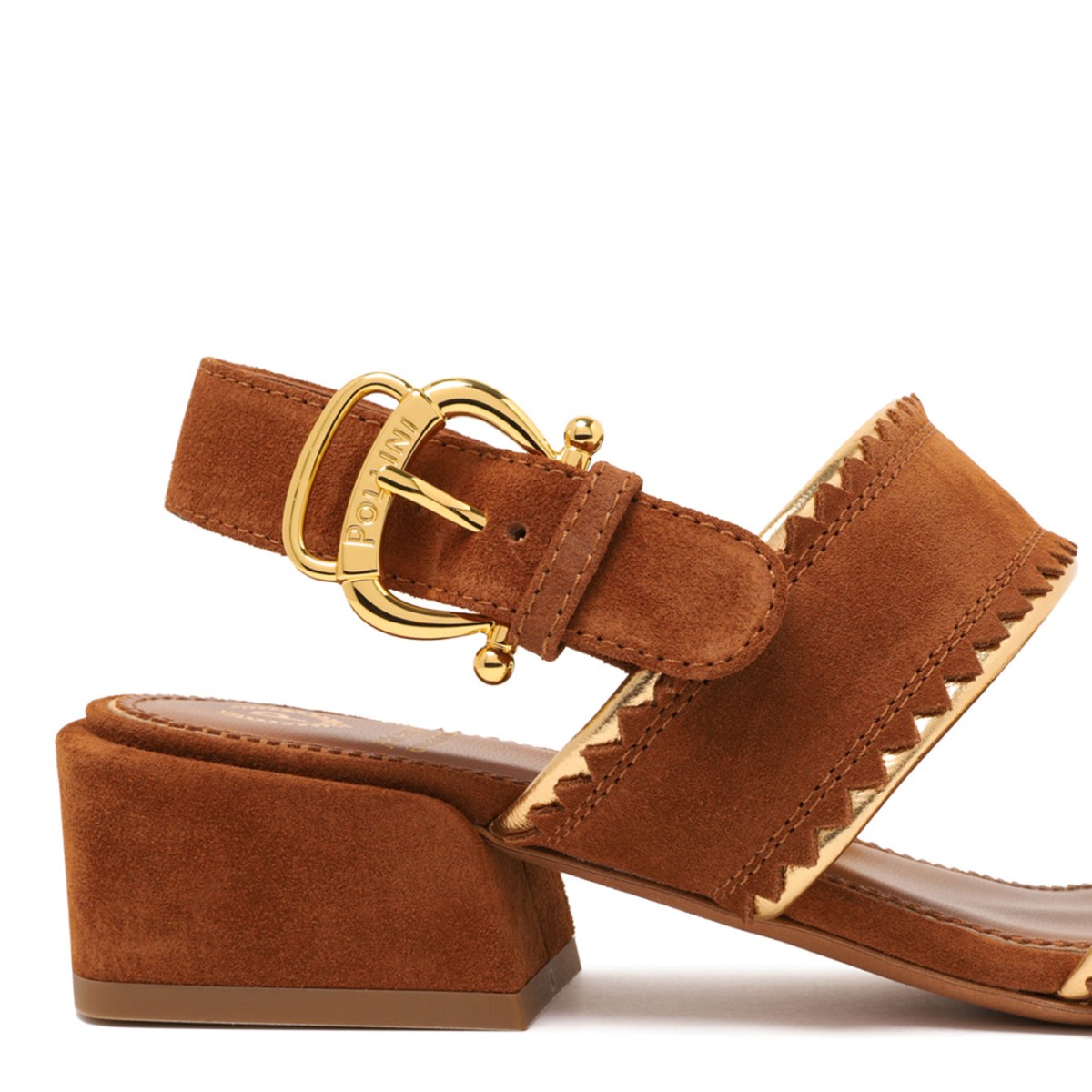 Brown Suede Sandals With Block Heel