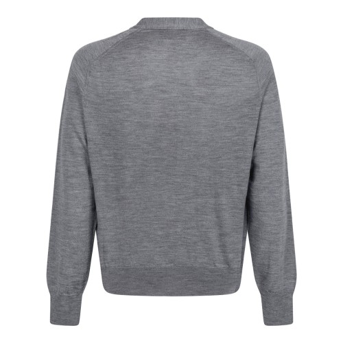 Grey Wool Cardigan With Ami de Coeur Embroidery