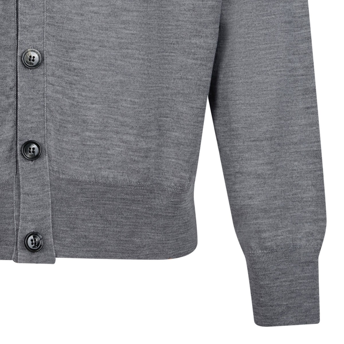 Grey Wool Cardigan With Ami de Coeur Embroidery