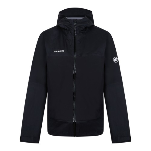 Black Hooded Technical Jacket In Performance Fabric