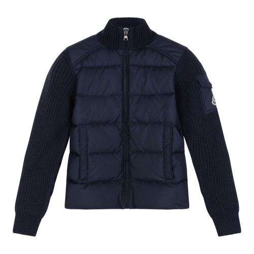 Navy Blue Hybrid Jacket With Knitted Sleeves
