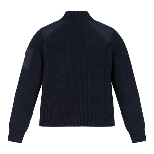 Navy Blue Hybrid Jacket With Knitted Sleeves 2