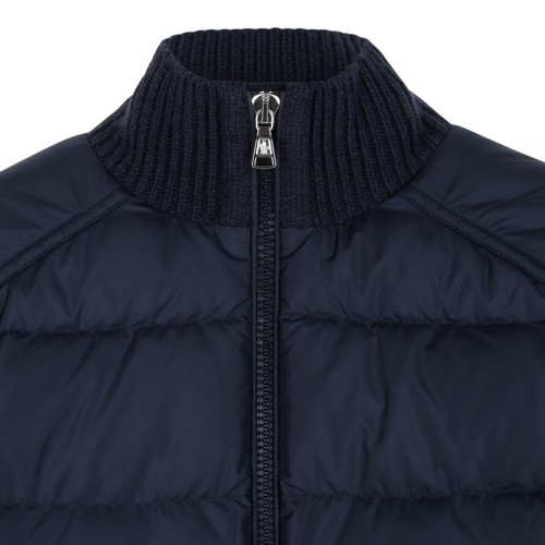 Navy Blue Hybrid Jacket With Knitted Sleeves