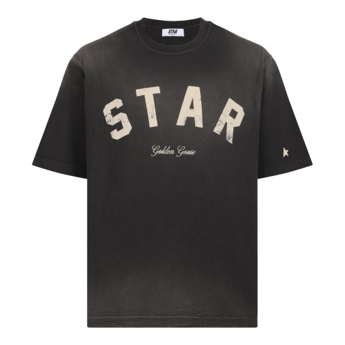 Black Cotton Star Printed T-Shirt