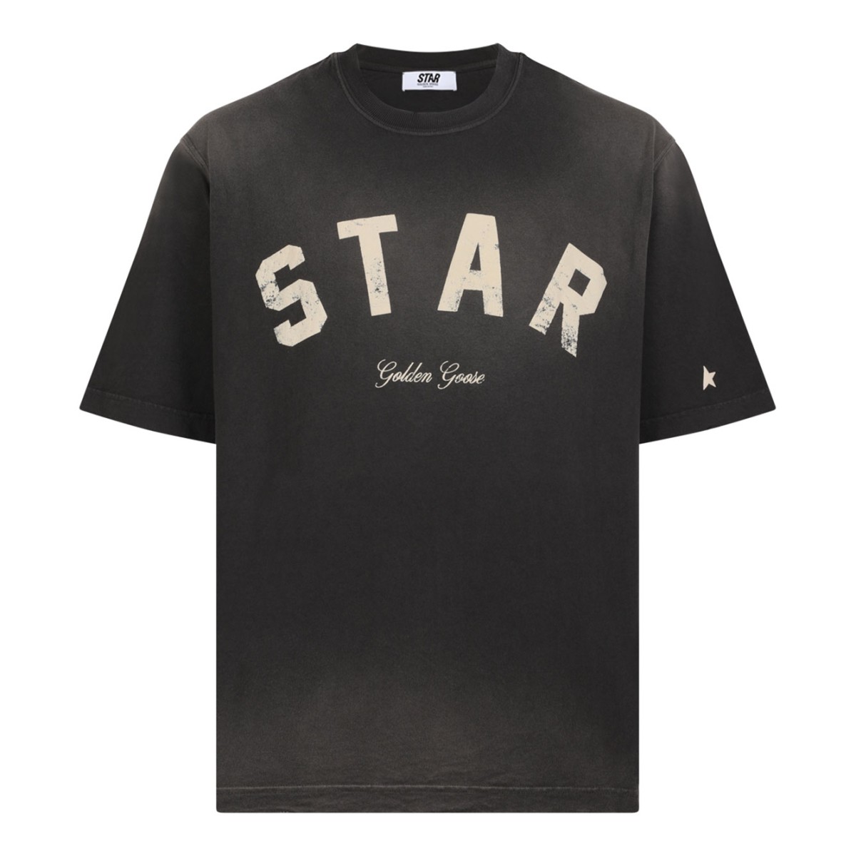 Black Cotton Star Printed T-Shirt