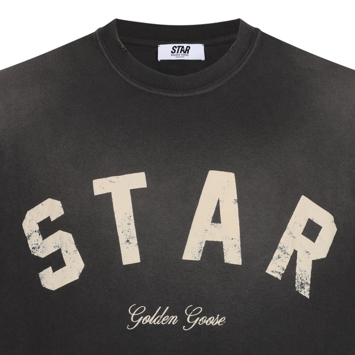 Black Cotton Star Printed T-Shirt