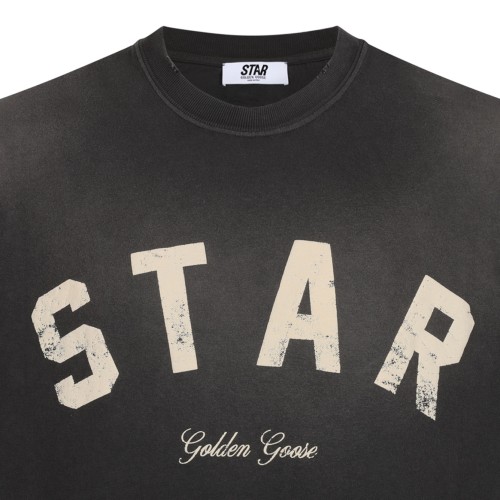 Black Cotton Star Printed T-Shirt