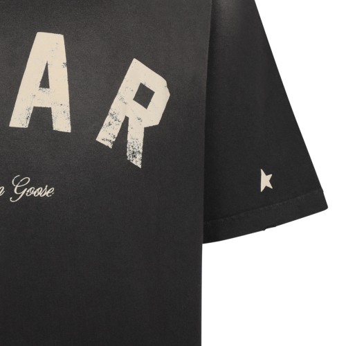 Black Cotton Star Printed T-Shirt