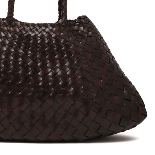 Dark Brown Woven Leather Tote Bag