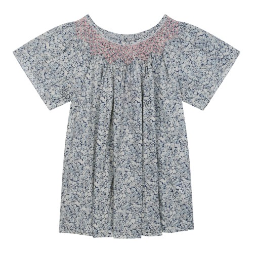 Floral Smocked Blouse In Cotton