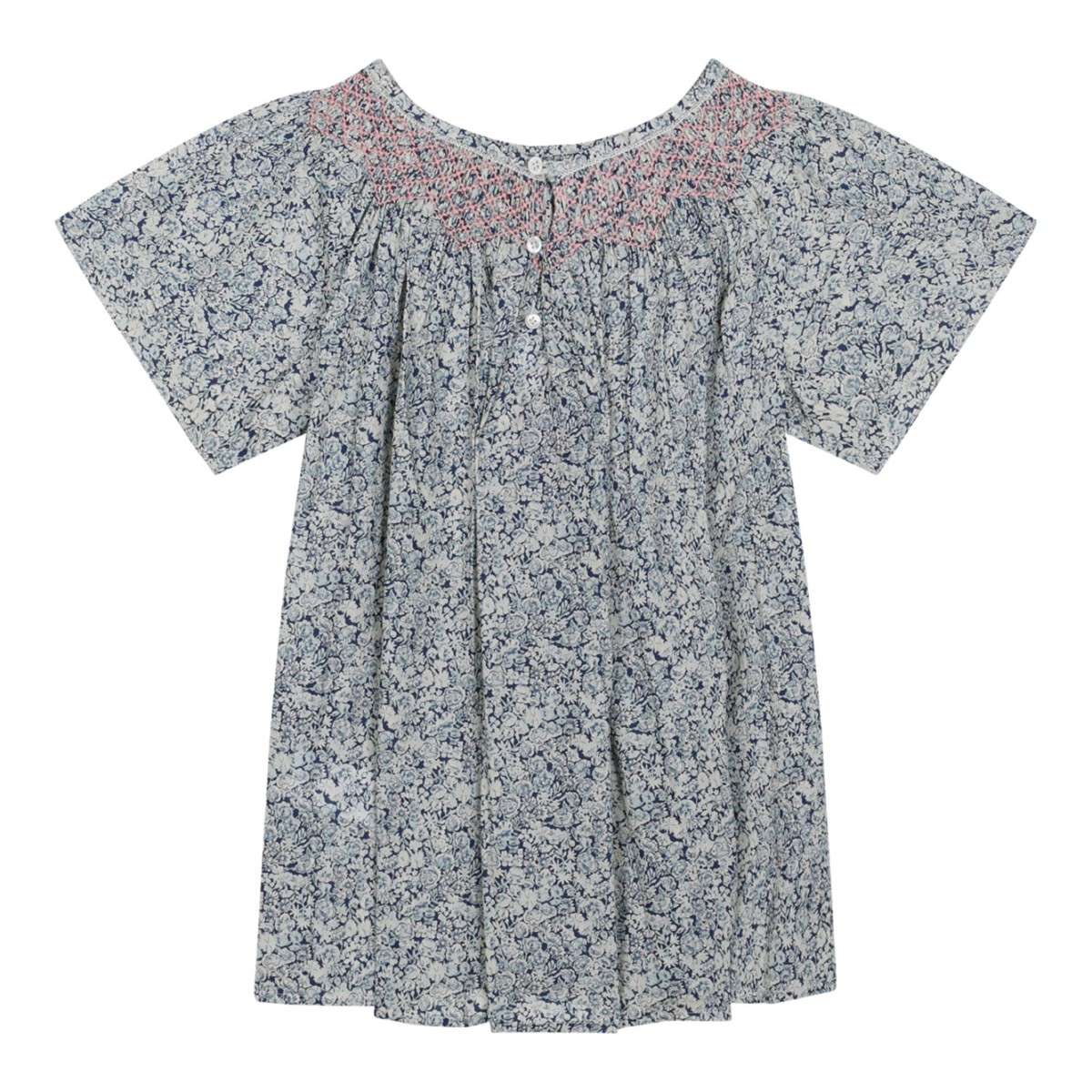 Floral Smocked Blouse In Cotton