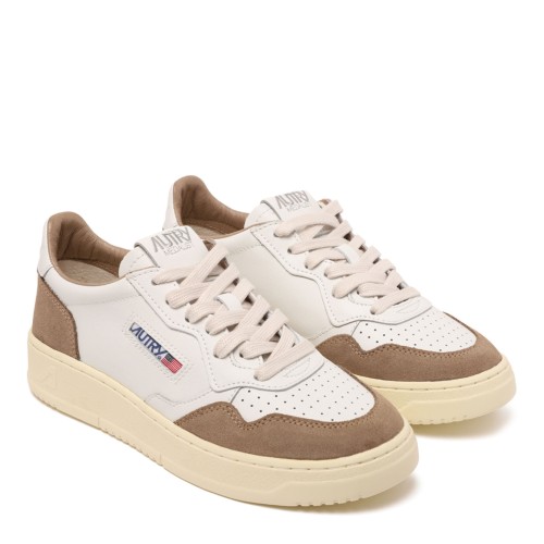 White and Brown Leather and Suede Medalist Low Sneaker 2