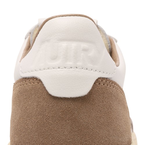 White and Brown Leather and Suede Medalist Low Sneaker