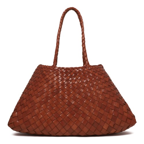 Tan Woven Leather Tote Bag 2