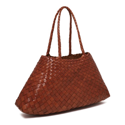 Tan Woven Leather Tote Bag
