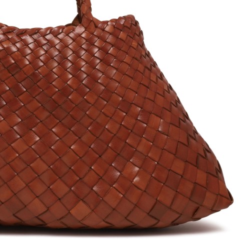 Tan Woven Leather Tote Bag