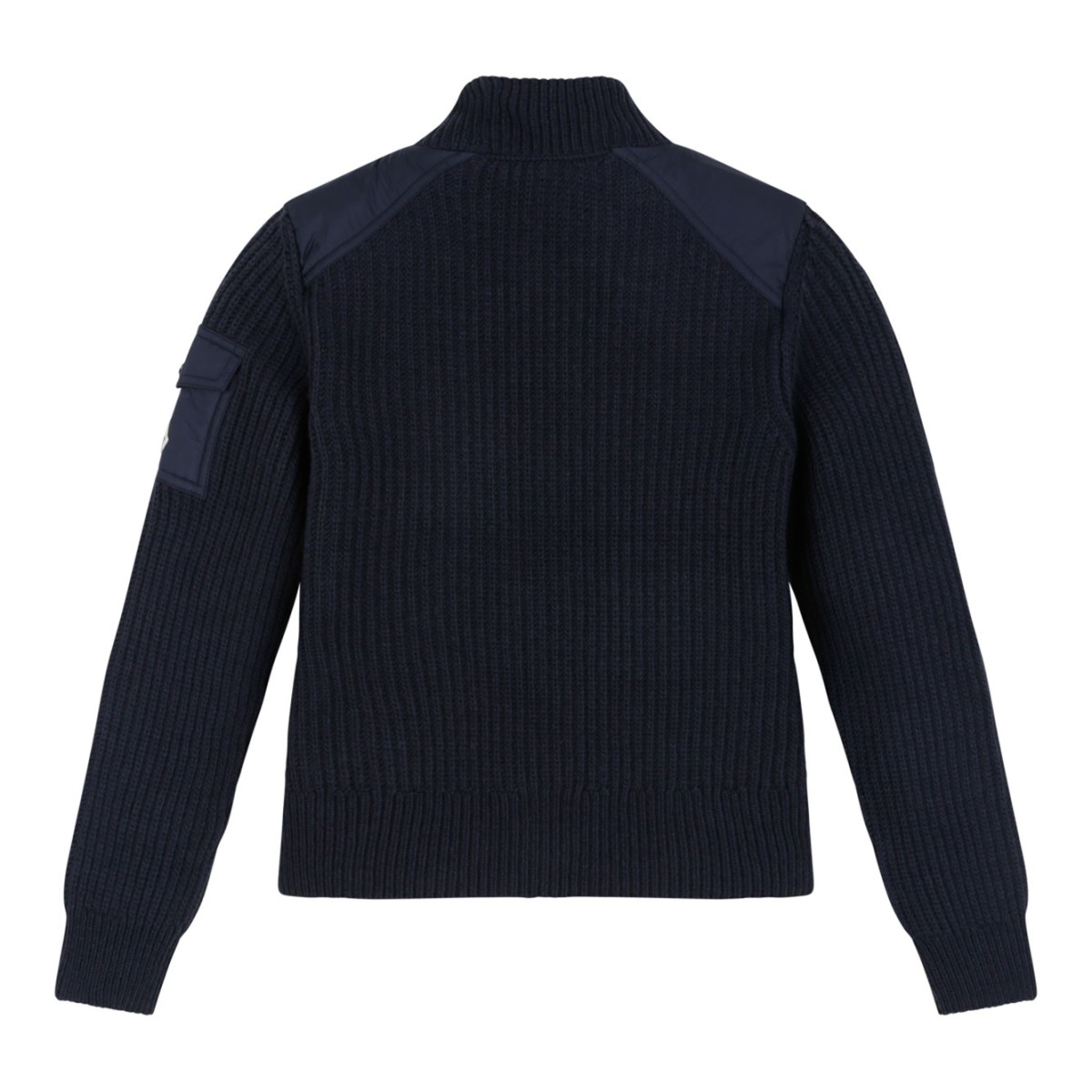 Navy Blue Hybrid Jacket With Knitted Sleeves