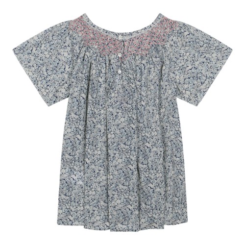 Floral Smocked Blouse In Cotton