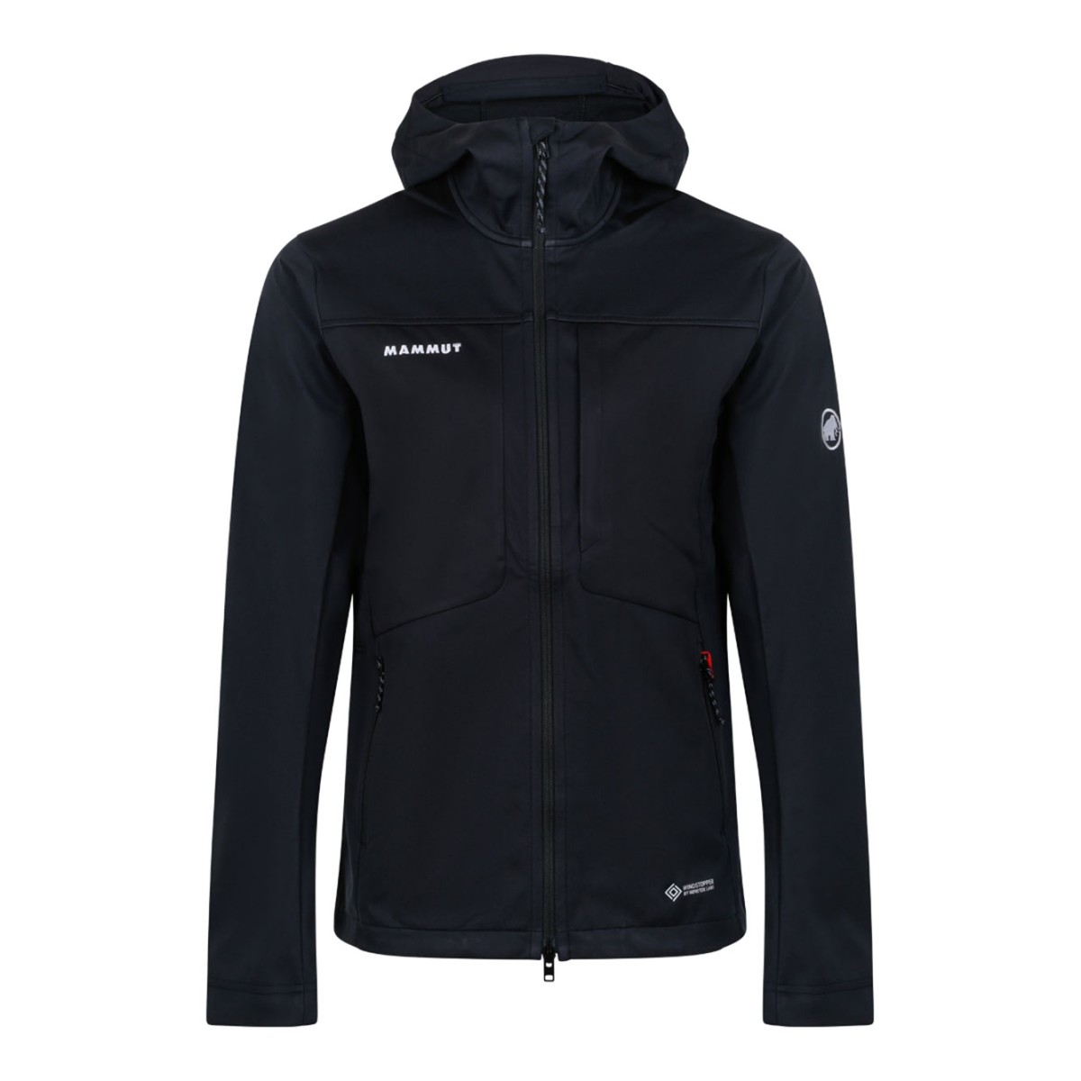 Black Hooded Softshell Jacket In Technical Fabric
