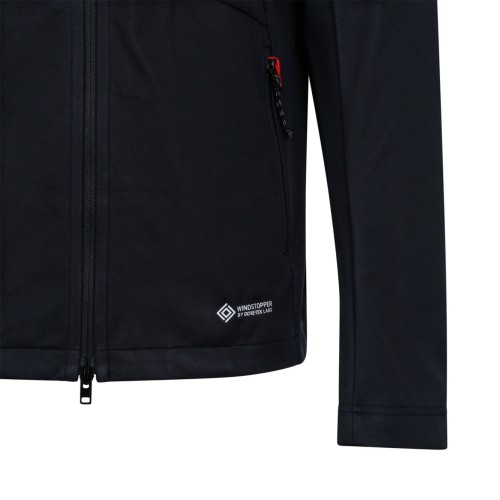 Black Hooded Softshell Jacket In Technical Fabric