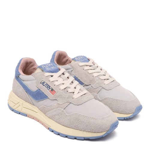 Grey and Blue Suede and Nylon Low-Top Sneaker