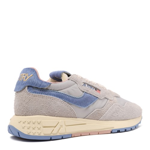 Grey and Blue Suede and Nylon Low-Top Sneaker