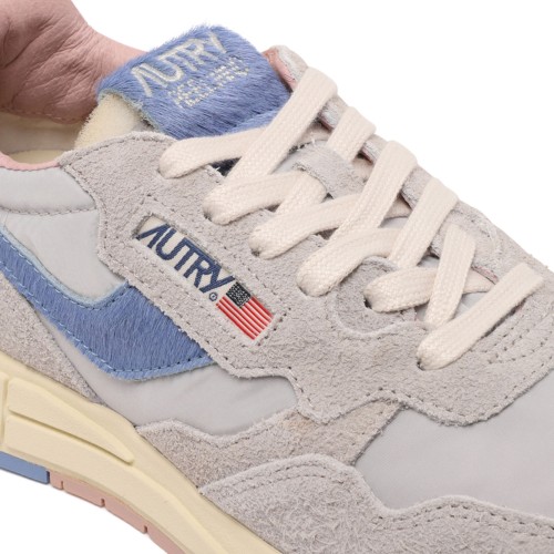 Grey and Blue Suede and Nylon Low-Top Sneaker