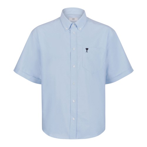 Light Blue Short-Sleeve Shirt In Cotton Oxford