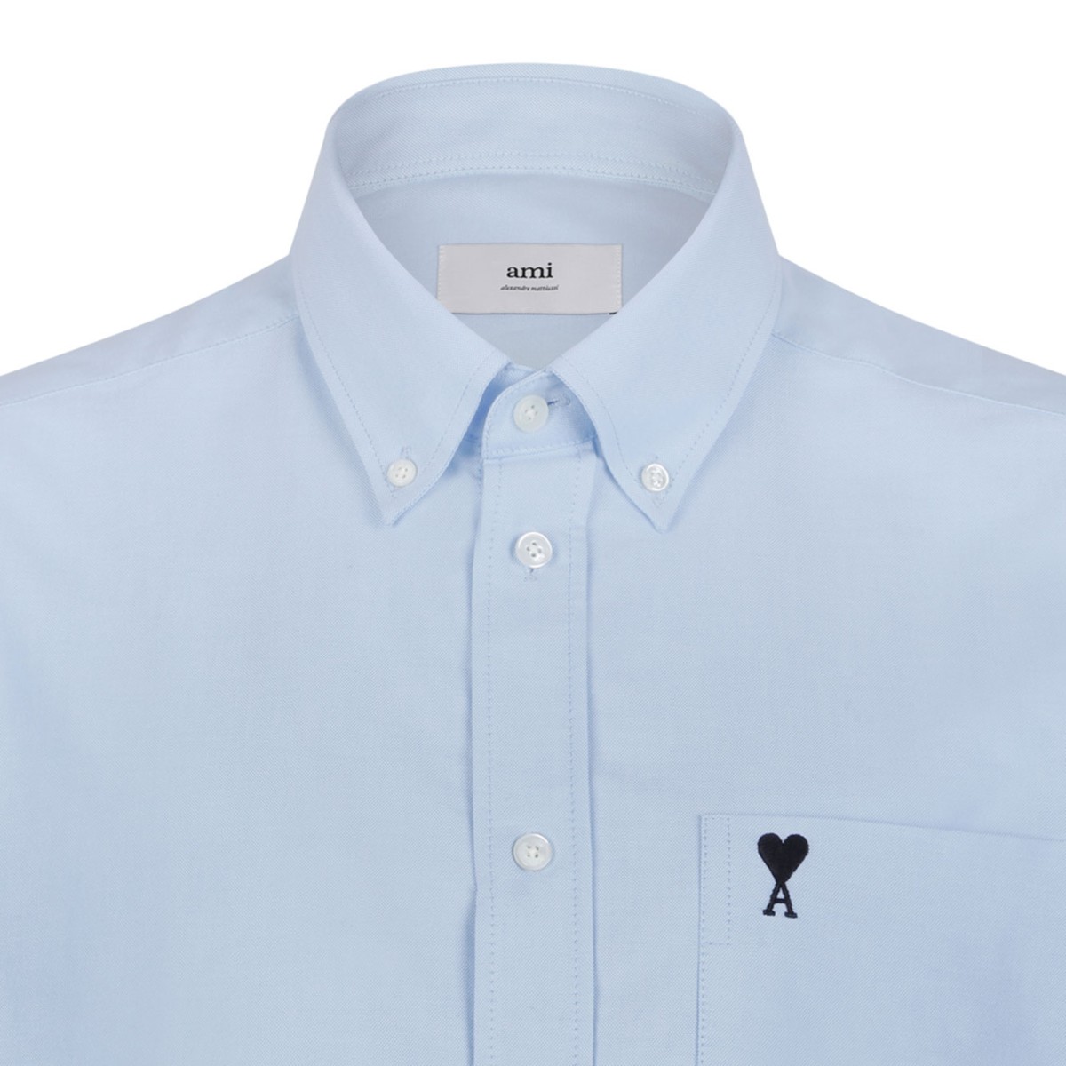 Light Blue Short-Sleeve Shirt In Cotton Oxford
