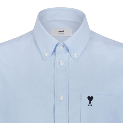 Light Blue Short-Sleeve Shirt In Cotton Oxford