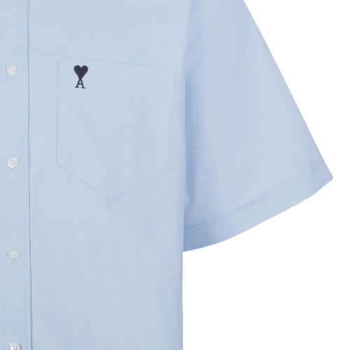 Light Blue Short-Sleeve Shirt In Cotton Oxford