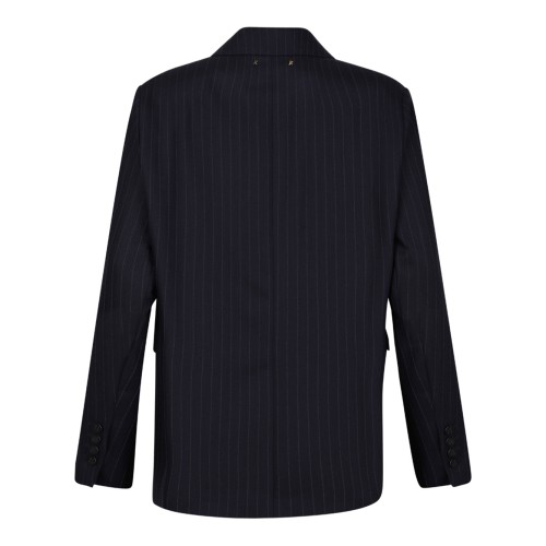 Navy Blue Pinstripe Single Breasted Blazer