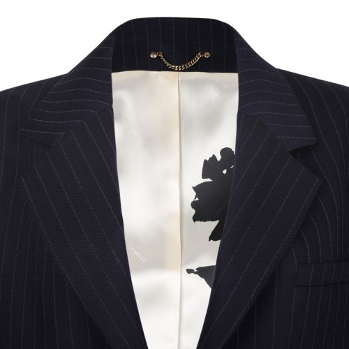 Navy Blue Pinstripe Single Breasted Blazer