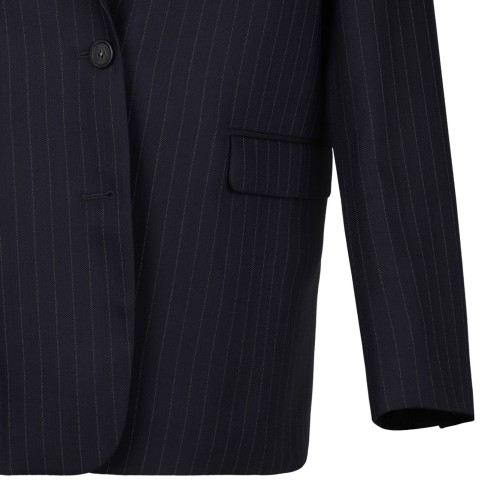 Navy Blue Pinstripe Single Breasted Blazer