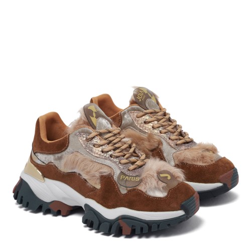 Laugh Brown Gold Sneakers