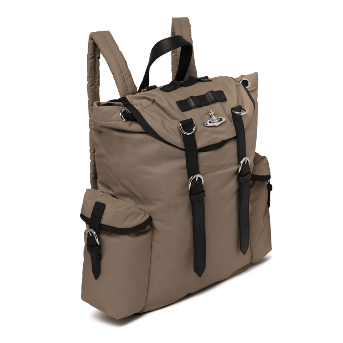 Taupe Nylon Backpack With Orb Logo