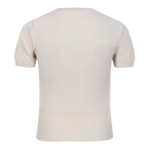 Cream Bea Cotton T-Shirt With Orb Embroidered